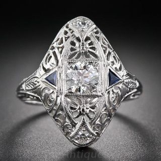Art Deco Diamond Dinner Ring .45 Carat Center