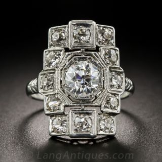 Art Deco Diamond Dinner Ring .90 Carat Center