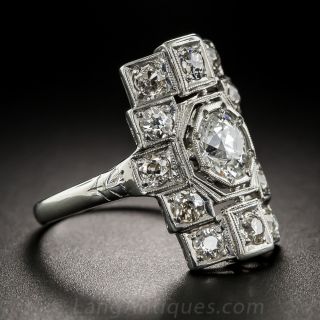 Art Deco Diamond Dinner Ring .90 Carat Center