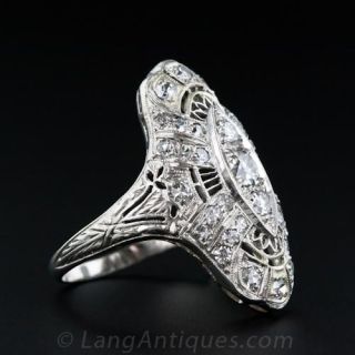 Art Deco Diamond Dinner Ring in Platinum