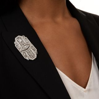 Art Deco Diamond Double-Clip Brooch