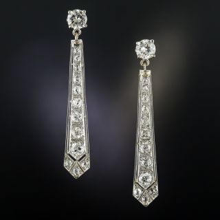 Art Deco Diamond Drop Earrings  - 1