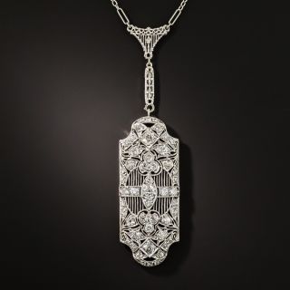 Art Deco Diamond Drop Pendant - 1