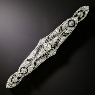 Art Deco Diamond Filigree Bar Brooch - 2