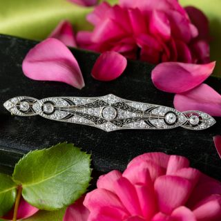 Art Deco Diamond Filigree Bar Brooch