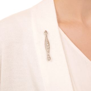 Art Deco Diamond Filigree Bar Brooch