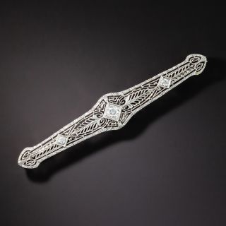 Art Deco Diamond Filigree Bar Pin by Brod & Co. - 1