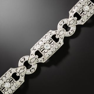 Art Deco Diamond Filigree Bracelet  - 3