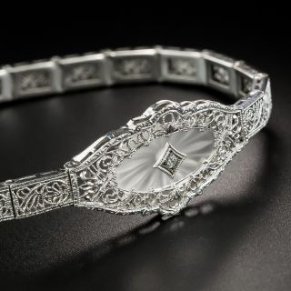 Art Deco Diamond Filigree Bracelet  - 4