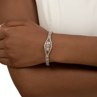 Art Deco Diamond Filigree Bracelet 