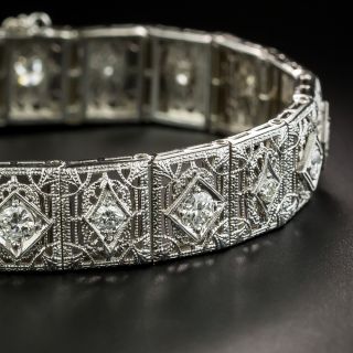 Art Deco Diamond Filigree Bracelet by William Kinscherf - 2