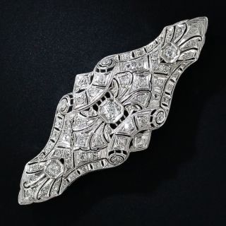 Art Deco Diamond Filigree Brooch - 4