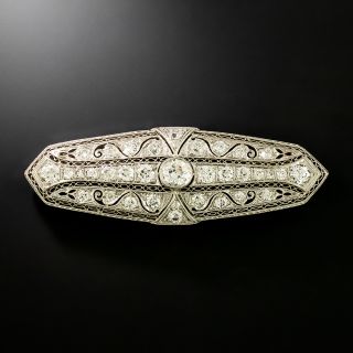 Art Deco Diamond Filigree Brooch - 2