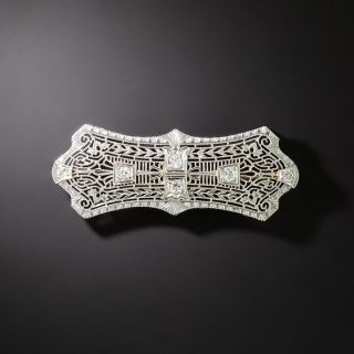 Art Deco Diamond Filigree Brooch - 2