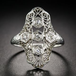 Art Deco Diamond Filigree Dinner Ring