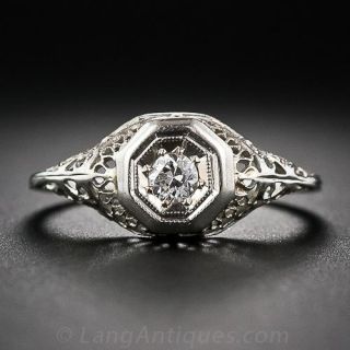 Art Deco Diamond Filigree Engagement Ring