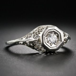 Art Deco Diamond Filigree Engagement Ring