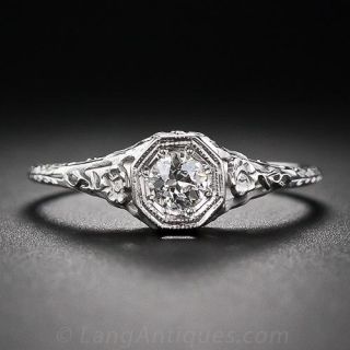 Art Deco Diamond Filigree Engagement Ring