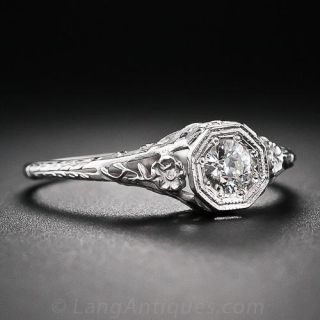 Art Deco Diamond Filigree Engagement Ring