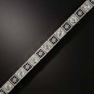 Art Deco Diamond Filigree Line Bracelet