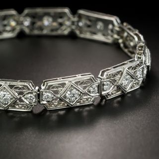 Art Deco Diamond Filigree Link Bracelet - 2