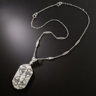 Art Deco Diamond Filigree Necklace - 4
