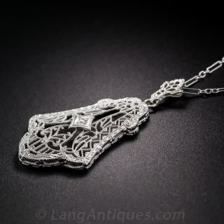 Art Deco Diamond Filigree Necklace by Shiman