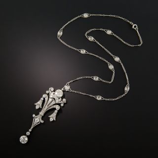 Art Deco Diamond Lavalière Necklace - 1