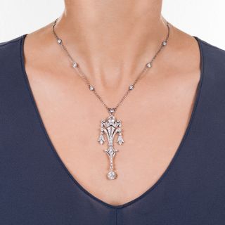 Art Deco Diamond Lavalière Necklace