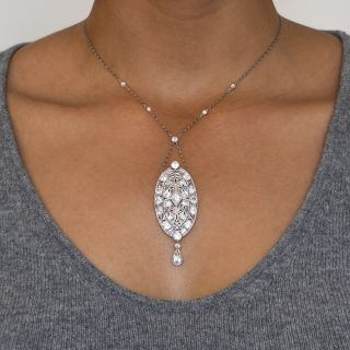Art Deco Diamond Lavaliere Necklace