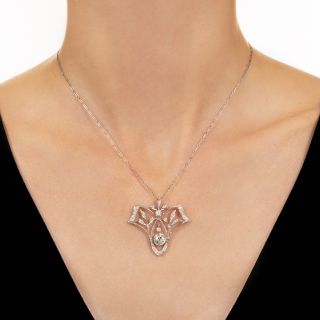 Art Deco Diamond Leaf Motif Necklace
