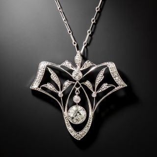 Art Deco Diamond Leaf Motif Necklace - 3