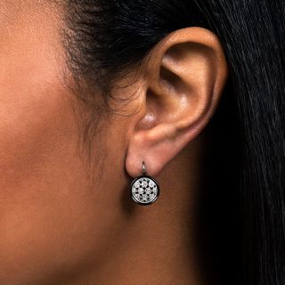 Art Deco Diamond Onyx Drop Earrings