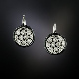 Art Deco Diamond Onyx Drop Earrings - 3