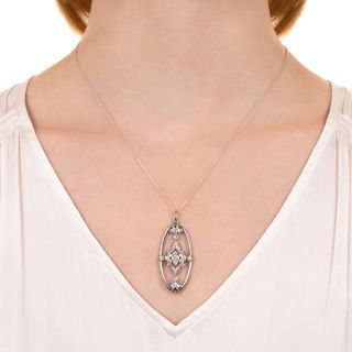 Art Deco Diamond Oval-Shaped Pendant
