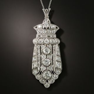 Art Deco Diamond Pendant Necklace - 2