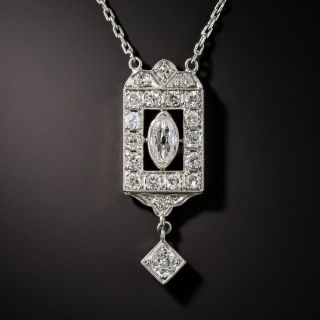 Art Deco Diamond Pendant Necklace - 2