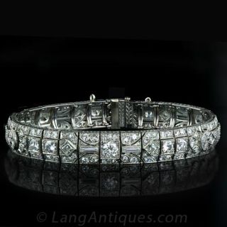 Art Deco Diamond Platinum Bracelet Main View