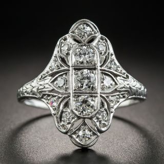 Art Deco Diamond Platinum Dinner Ring - 1