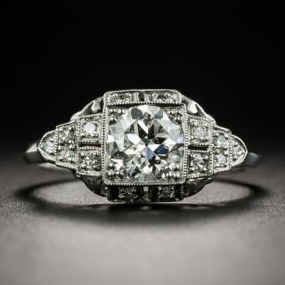 Art Deco Diamond Platinum Engagement Ring - 1