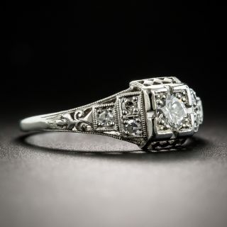 Art Deco Diamond Platinum Engagement Ring by Katz & Ogush
