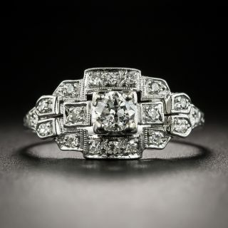 Art Deco Diamond Platinum Engagement Ring - 2