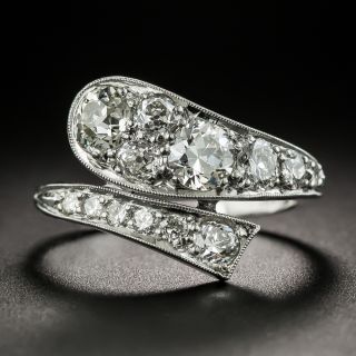 Art Deco Platinum Diamond Snake Ring - 2