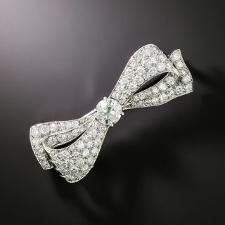 Art Deco Diamond Ribbon Bow Brooch - 1
