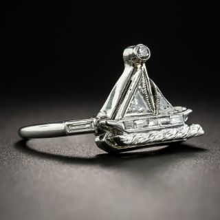 Art Deco Diamond Sail Boat Ring