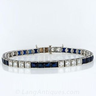 Art Deco Diamond & Sapphire Bracelet