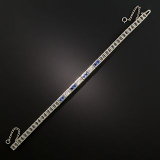 Art Deco Diamond Sapphire Filigree Bracelet