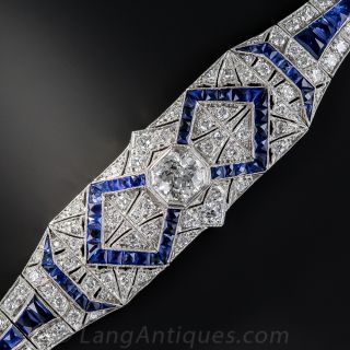 Art Deco Diamond Sapphire Platinum Bracelet
