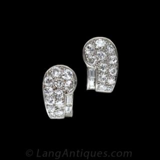 Art Deco Diamond Scroll Motif Earrings