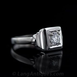 Art Deco Diamond Solitaire Engagement Ring